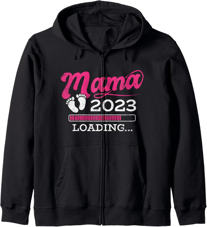 Mama 2023 Loading Mutter Nachwuchs Baby Kinder Geschenk Kapuzenjacke