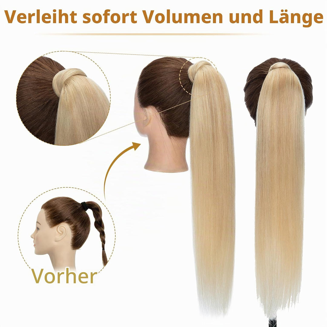 SEGO Ponytail Pferdeschwanz Haarteil Echthaar Zopf Extensions Haarverlängerung Clip in Pony Remy Hai