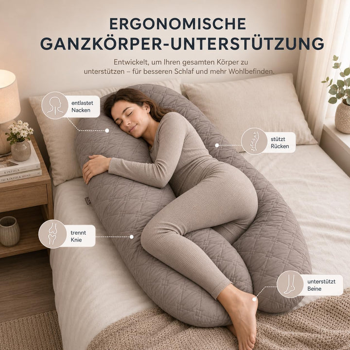 sei Design Seitenschläferkissen Schwangerschaftskissen U-förmiges Ganzkörperkissen Stillkissen XXL -