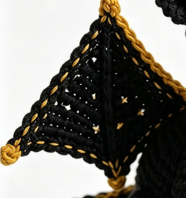 Pocket Emotional Knitted Dragon Doll – Haken Drache mit Positive Karte Schwarz, Schwarz