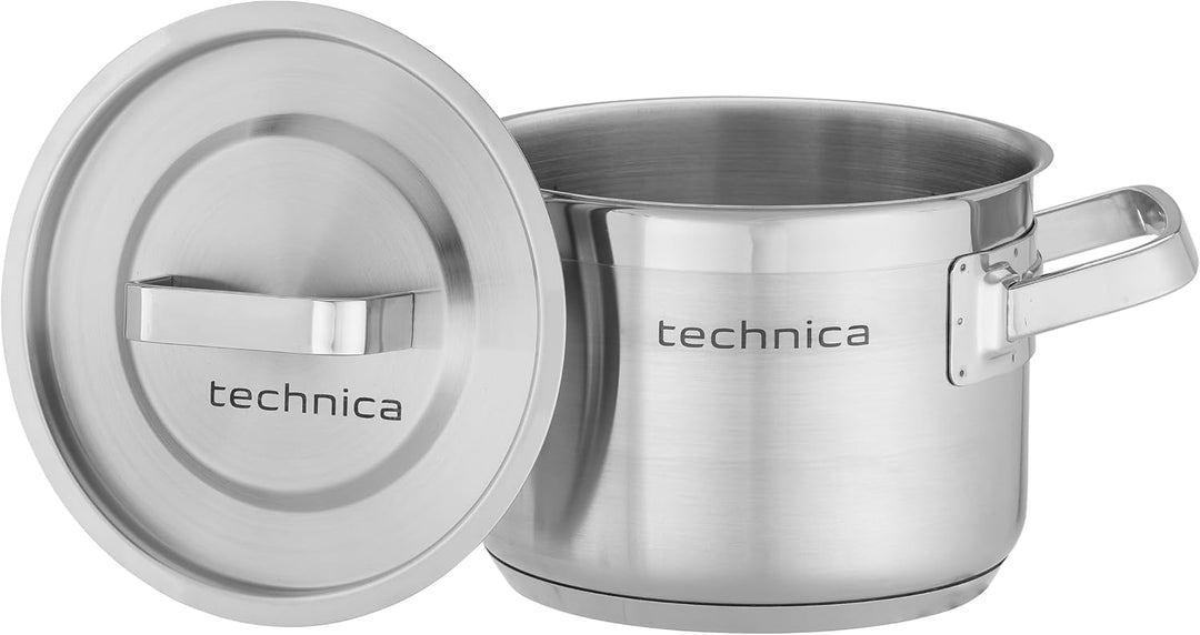 TECHNICA Topf Induktion 2,4 l – Kochtopf aus Edelstahl ⌀160 mm mit Deckel – Dreischichtboden – Suppe