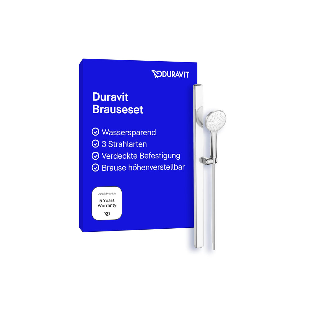 Duravit Brauseset, Duschset mit 3 Strahlarten (Rain, Pulse, Mono), Duschstange (810 mm) mit wassersp