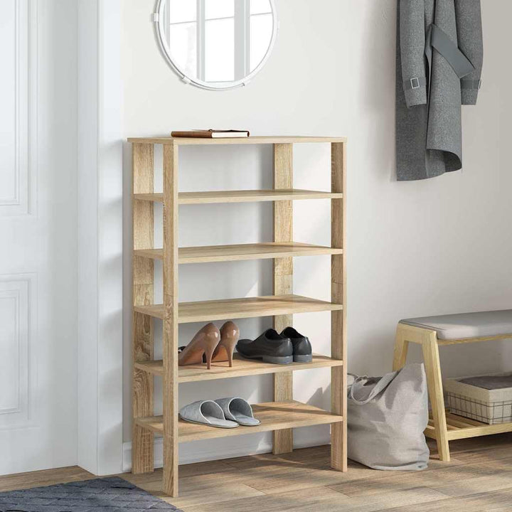 Schuhregal Sonoma-Eiche 61x32x105 cm Holzwerkstoff Stauraum Organizer Platzsparend für Flur und Diel
