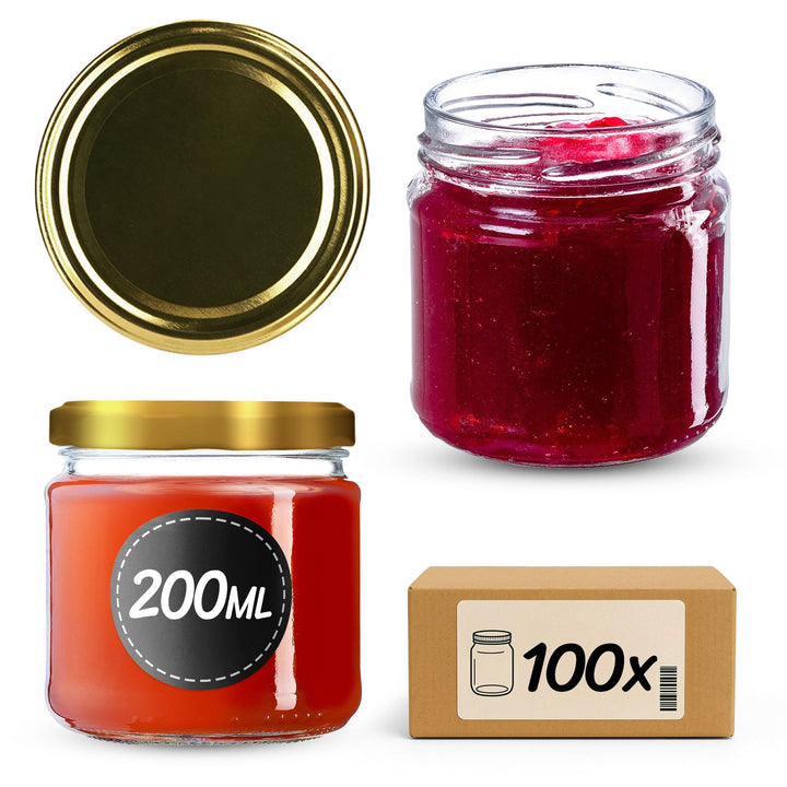 KADAX 100er Set Einmachgläser 200ml TO66, Marmeladengläser Vorratsgläser Mason Jar mit Schraubdeckel