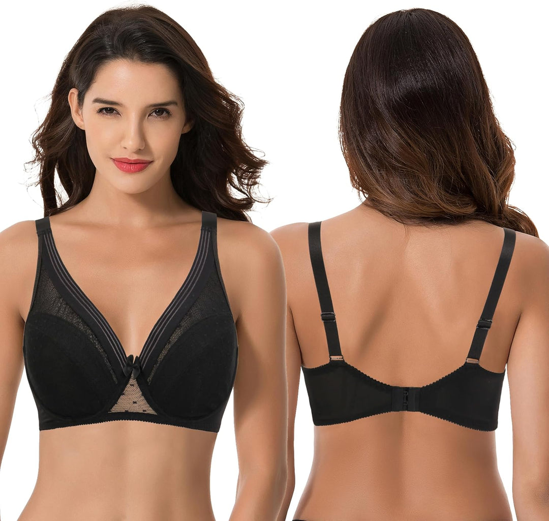 Curve Muse Übergrösse Minimierer Ungefüttert Bügel BH 85E Schwarz, Lt Blau(2er Pack), 85E Schwarz, L