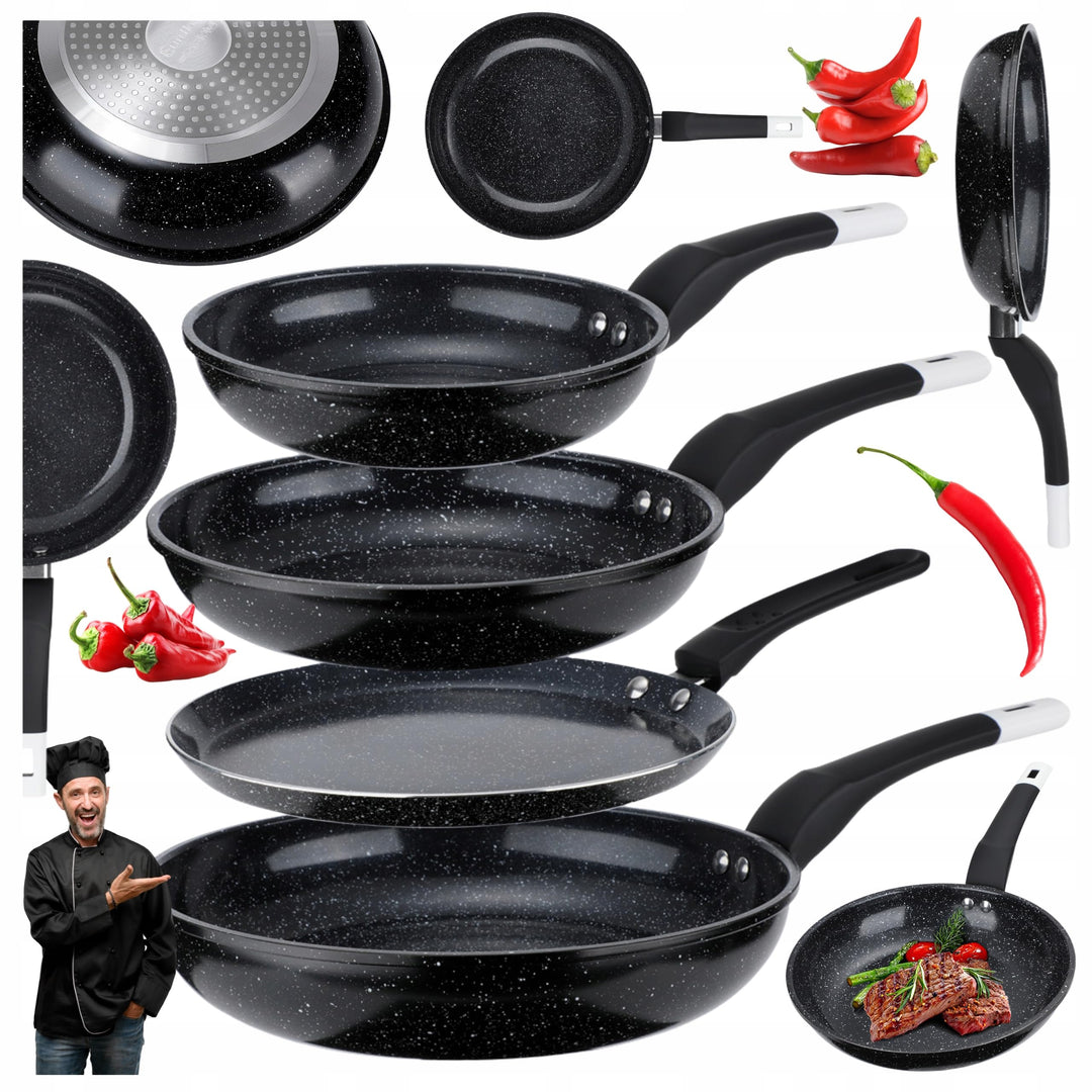 EliteHoff Pfannenset Induktion 4-teilig, Bratpfannenset (20/24/28 cm) + crepe pfanne 24 cm, Induktio