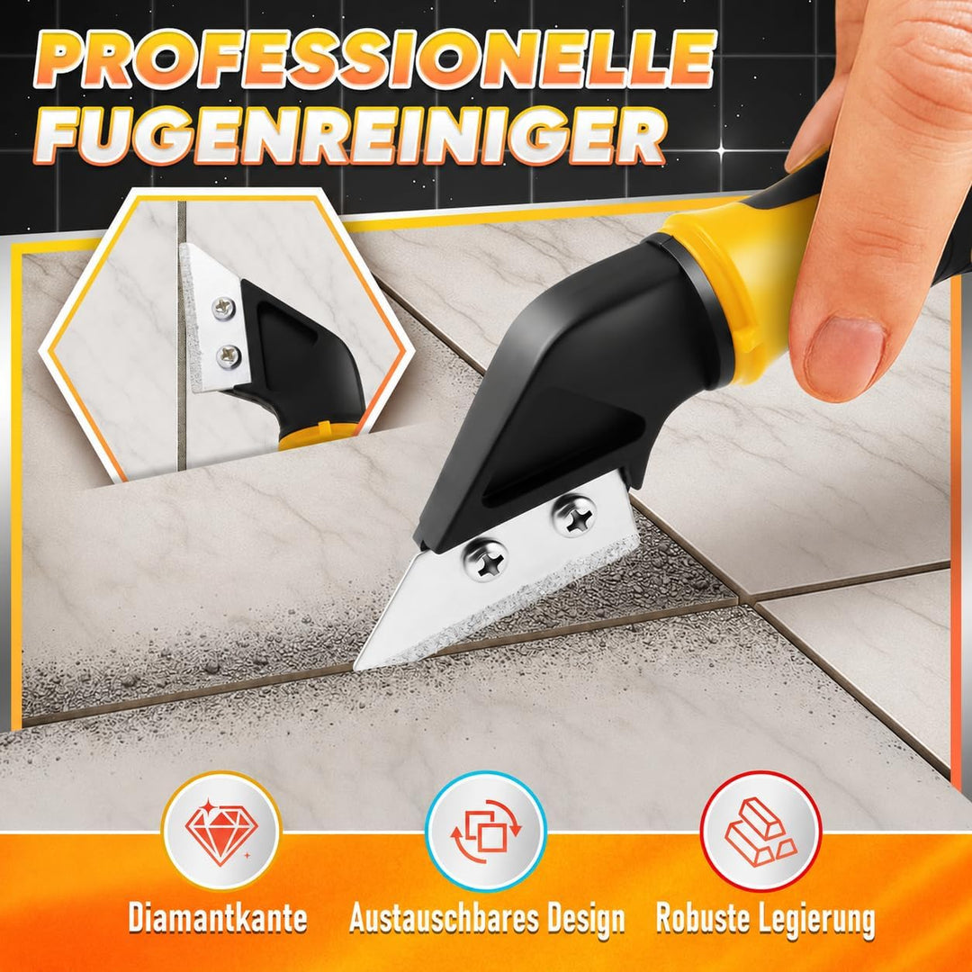 DIYSELF 4-in-1 Glasschaber-Set mit Silikonentferner und Dichtungsschaber Gelb, Gelb