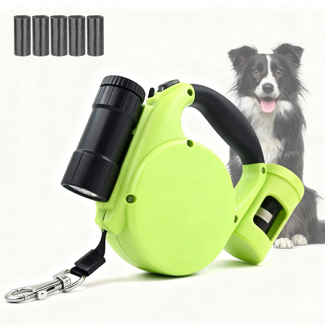 Hundeleine 5M mit Licht &amp; Kotbeutel Set,Rollleine Hunde Leine für Mittelgrosse &amp; Grosse Hunde (15-50