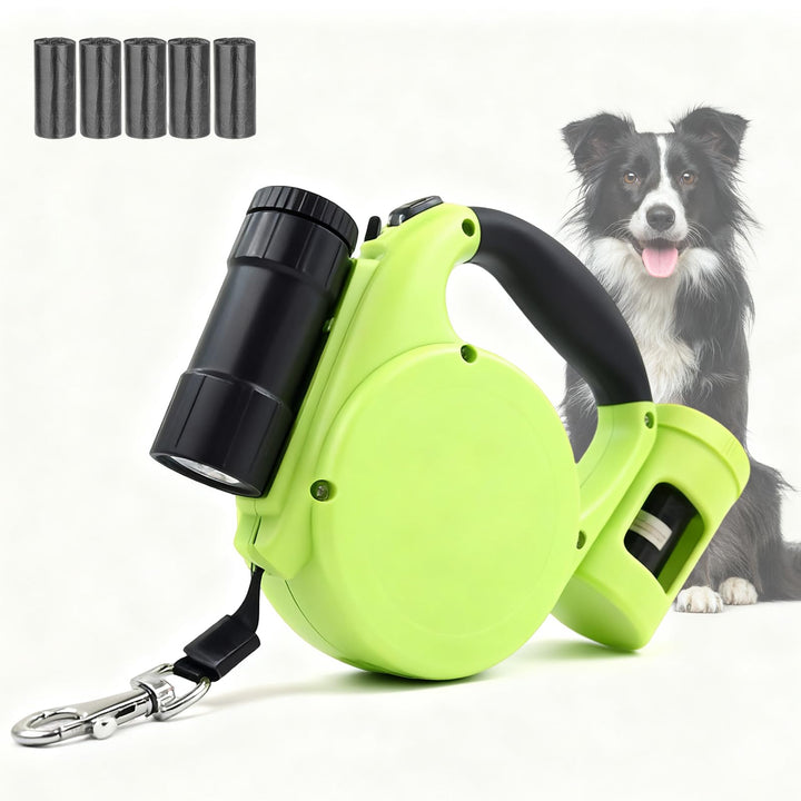 Hundeleine 5M mit Licht &amp; Kotbeutel Set,Rollleine Hunde Leine für Mittelgrosse &amp; Grosse Hunde (15-50