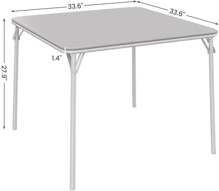 Klapptisch 85,5 cm Quadratisch – PU-Leder Spieltisch, Tragbar Wasserdicht Grau Table Only, Grau Tabl