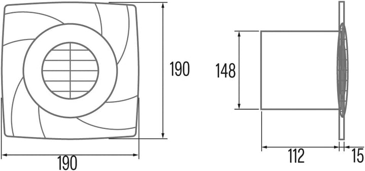 Cata Extraflacher Abluftventilator B-15 Plus für Wand und Decke, mit Wärmeschutz und Geräuschpegel v