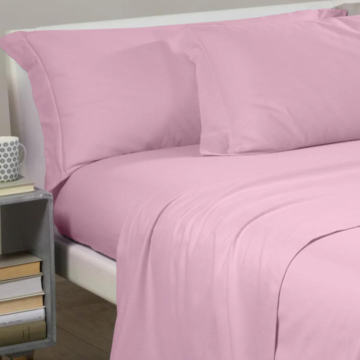 Caleffi - Bettwäsche einfarbig Flanell einfarbig für Einzelbett Rosa, Einzelbett Rosa