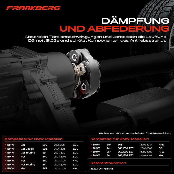 Frankberg Gelenkscheibe Hardyscheibe Kompatibel mit 3er E90 325 330 3.0L 2004-2011 5er E60 535 545 3