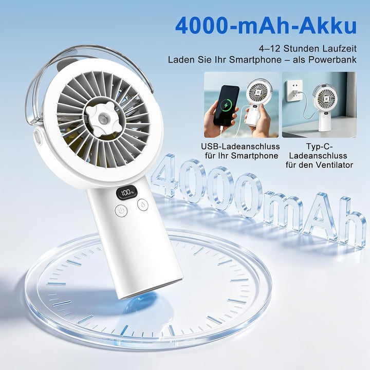 BQSS Handventilator, Tragbarer Mini Ventilator Weiss, Weiss