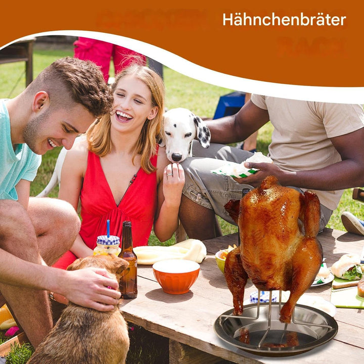 Generisch Bier-Grillhalter Für Grill,Edelstahl Bratrost - Vertikaler Bratstand Mit Auffangschale Für
