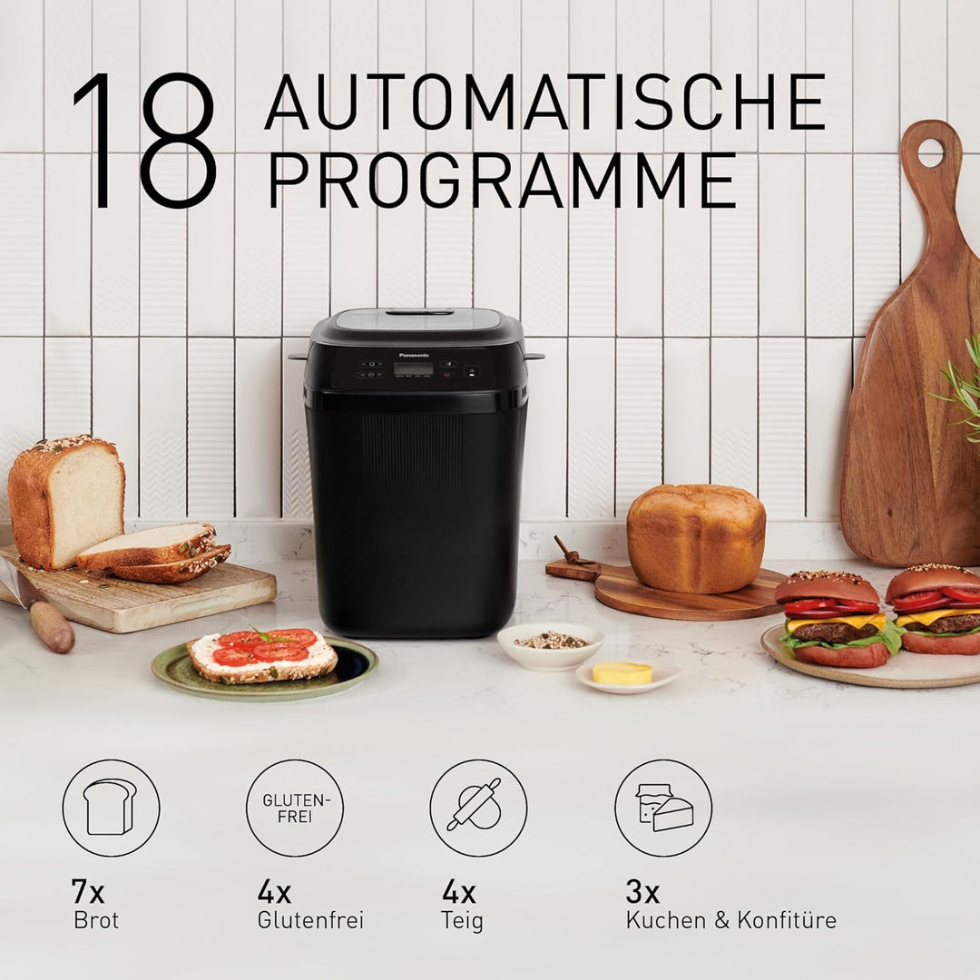 Panasonic SD-PN100KXE Mini Brotbackautomat – Kompakter Brotbackmaschine mit 18 Automatikprogrammen,