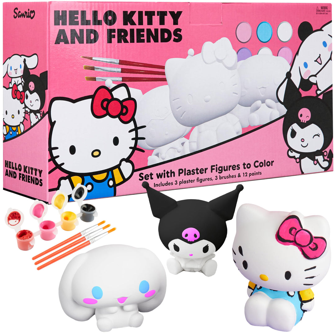 Get Trend Hello Kitty Sanrio Gipsfiguren zum Bemalen für Kinder &amp; Teens, 3 Gipsfiguren, 12 Farben &amp;