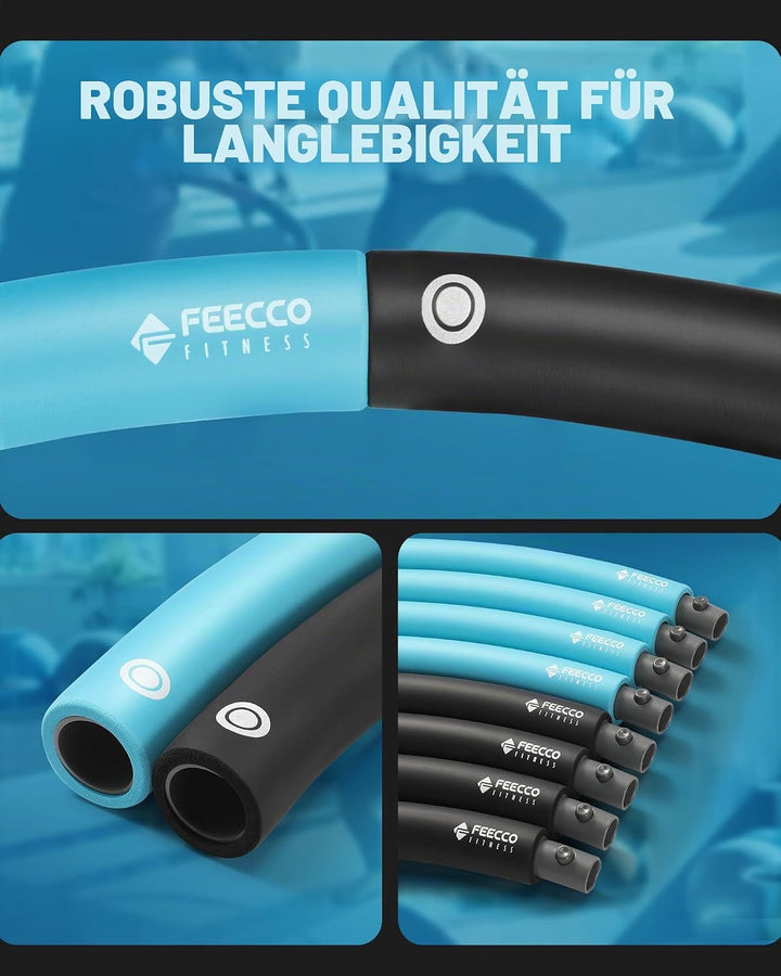 FEECCO Hula Hoop Reifen Erwachsene - hullahub Reifen zum Abnehmen Blau 2,3 kg, Blau 2,3 kg