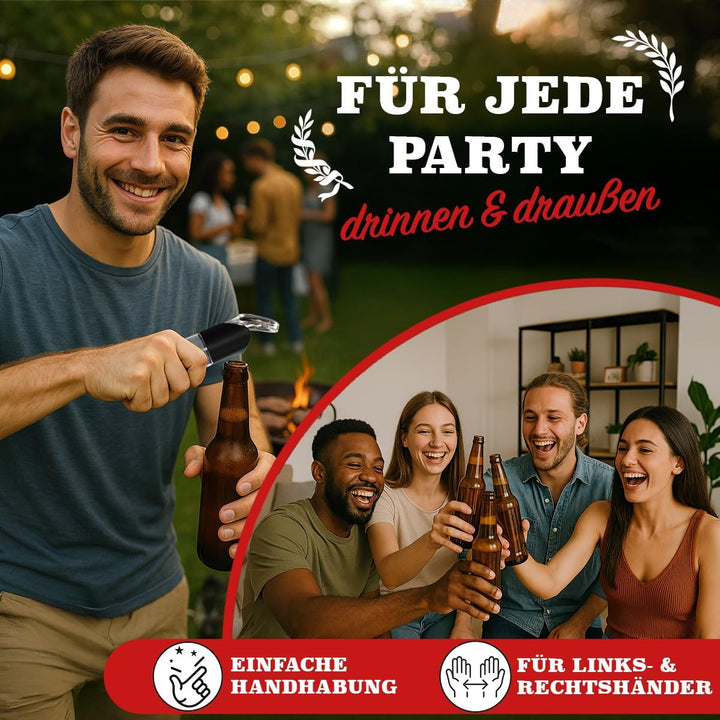 wortek Flaschenöffner mit Auffangbehälter - Getränkeöffner Bieröffner Bierflaschenöffner Kronkorken