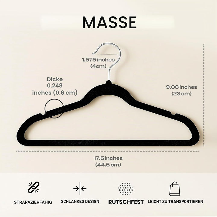 Utopia Home Premium Samt Kleiderbügel 50er Pack - rutschfeste &amp; langlebige Kleiderbügel - Schwarze K