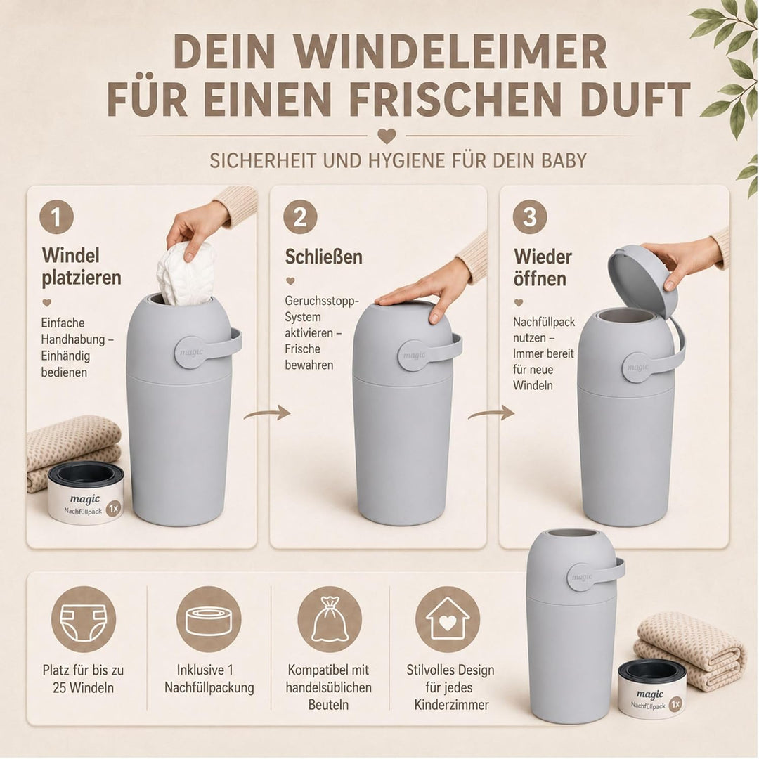 Set Magic Windeleimer Majestic &amp; Windel Blaubär Concrete, Concrete