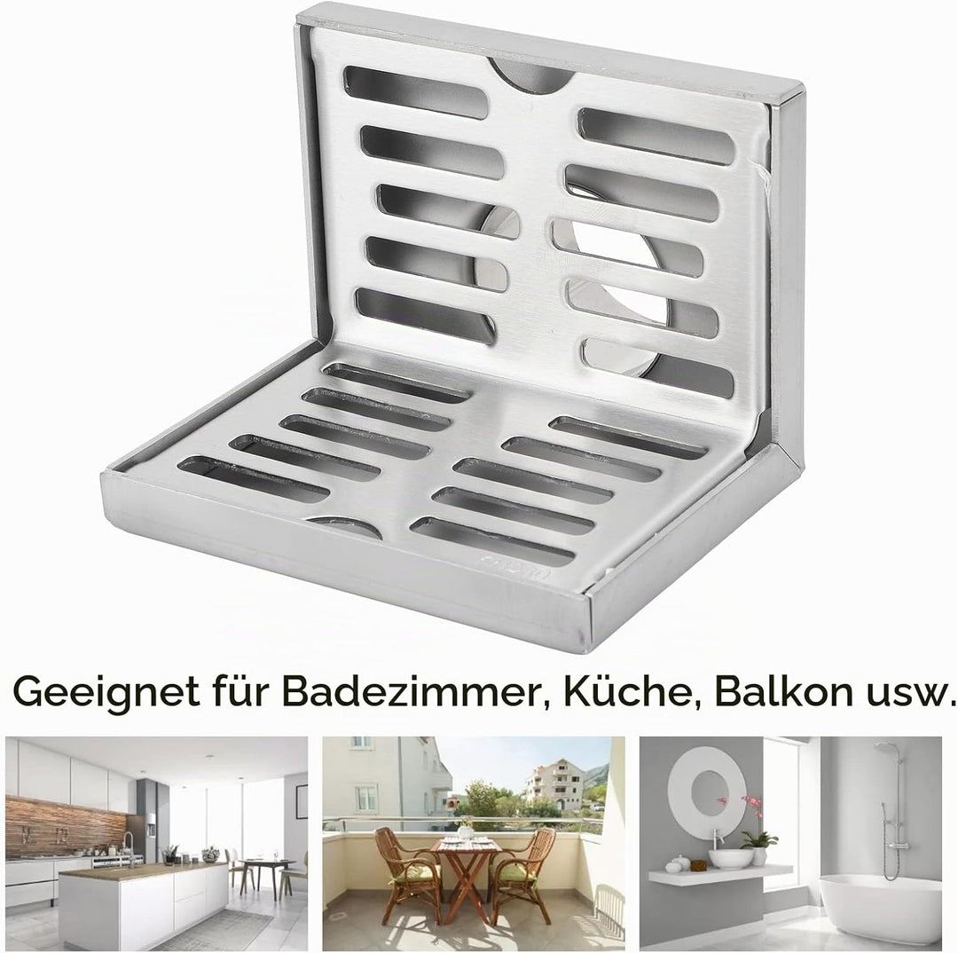 Eck-Bodenablauf, 10 cm Wandablauf Wandseitiger Bodenablauf L-förmiger Wand-Eck-Bodenablauf mit Seitl