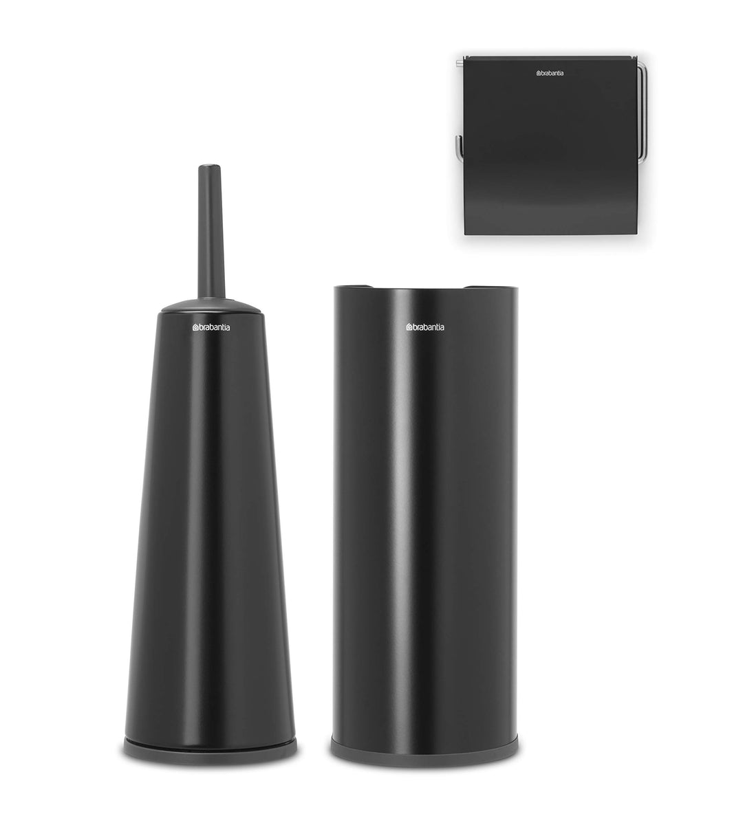 Brabantia Renew Collection WC-Garnitur, Stahl, Mattes Schwarz, Einheitsgrösse Matt Black, Matt Black