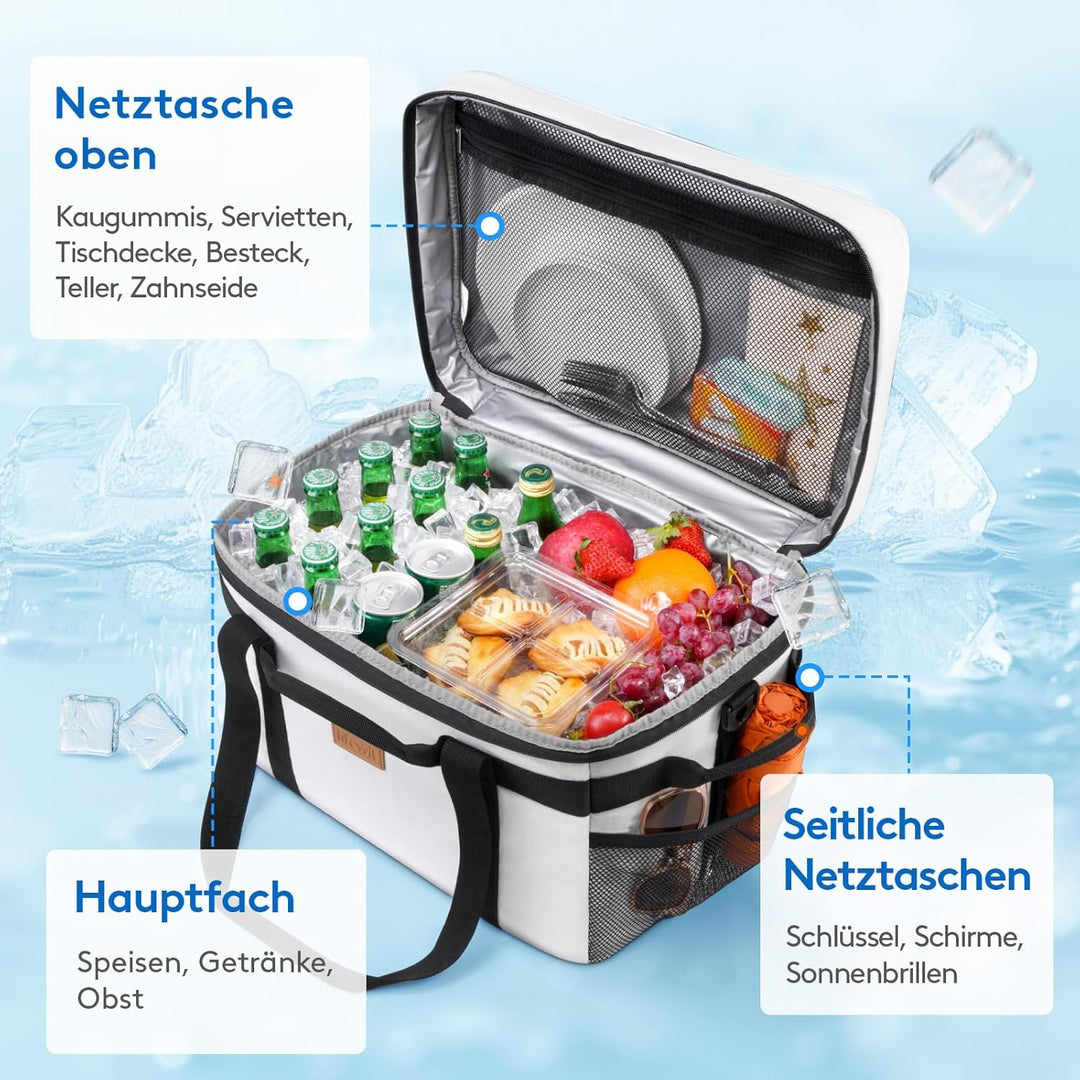 Lifewit Kühltasche 30L 50 Dosen, Faltbar Picknicktasche für Essen &amp; Getränke, Kühlbox Tragbare Eista
