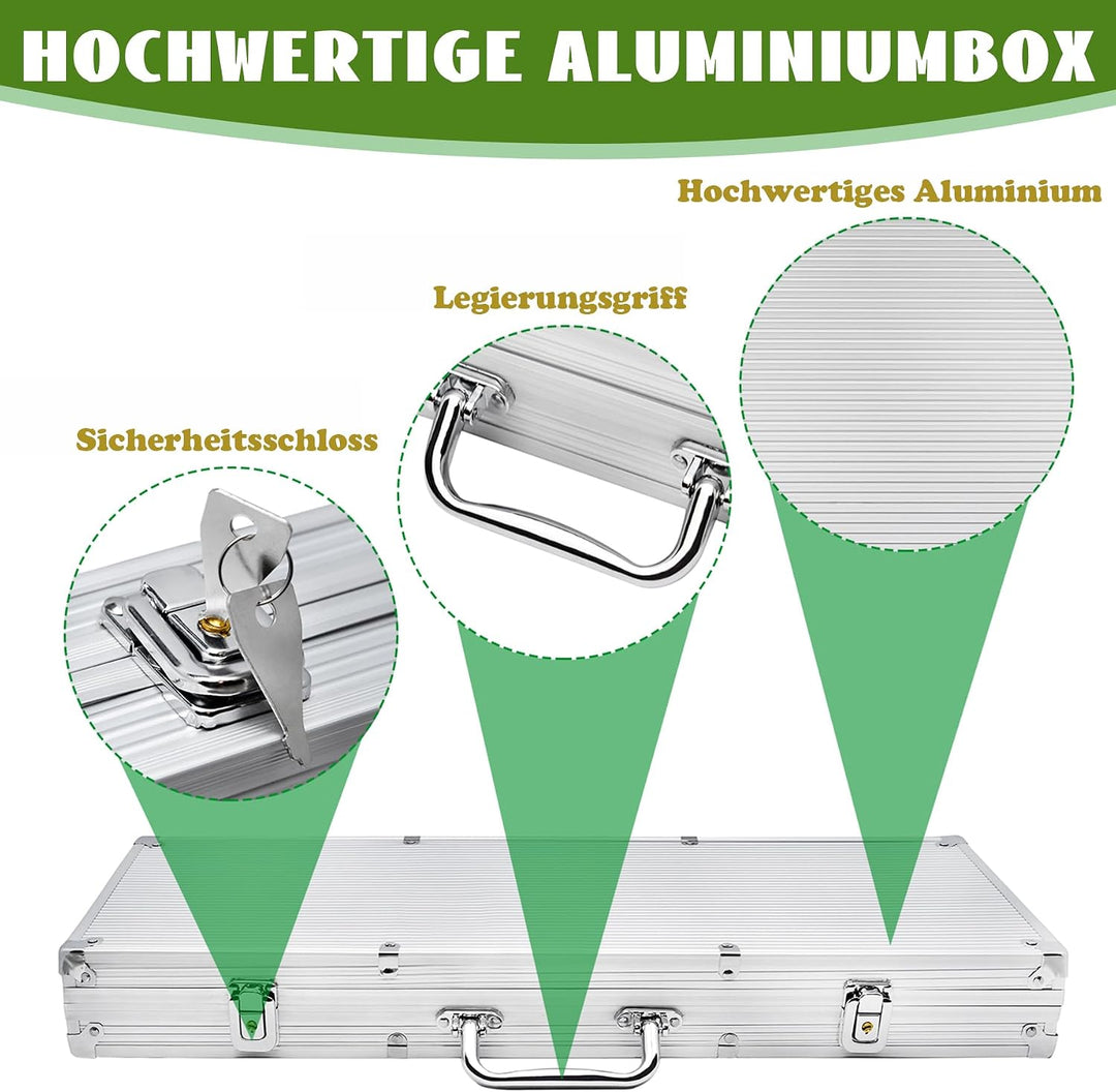 SUBTLETY Pokerkoffer Pokerset mit Aluminium Gehäuse 500 Laser Pokerchips Professionelle Poker Set in