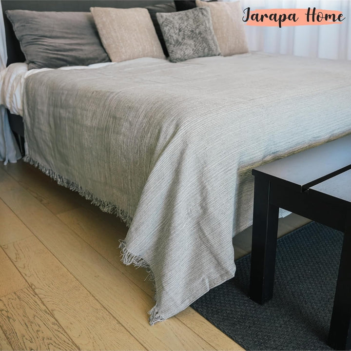 Tagesdecke Baumwolle warm – Decke Sofa Überwurf Bett, Kuscheldecke Plaid Hellgrau 180X260, Hellgrau