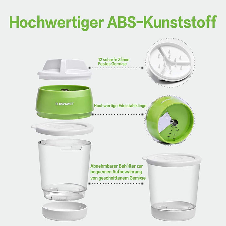 Neueres Modell 5 in1 Spiralschneider Hand für Gemüsespaghetti, Gemüse Spiralschneider mit Behälter,