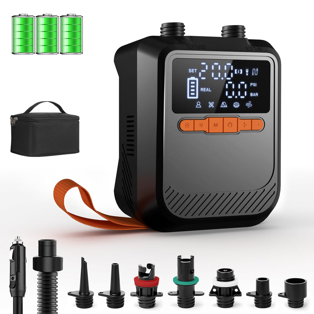 Mojimdo SUP Pumpe 20 PSI, 13.500 mAh Akku, 5 Modi, USB-C, 12V