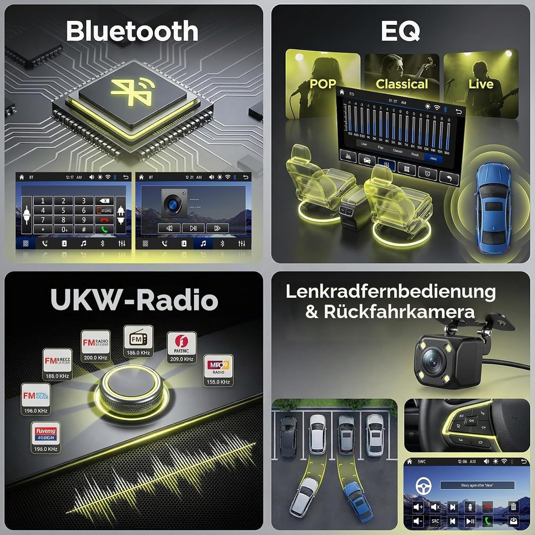 Hodozzy Autoradio 1 Din mit Drahtloses Carplay Android Auto, 7 Zoll IPS Bildschirm Auto Radio Unters
