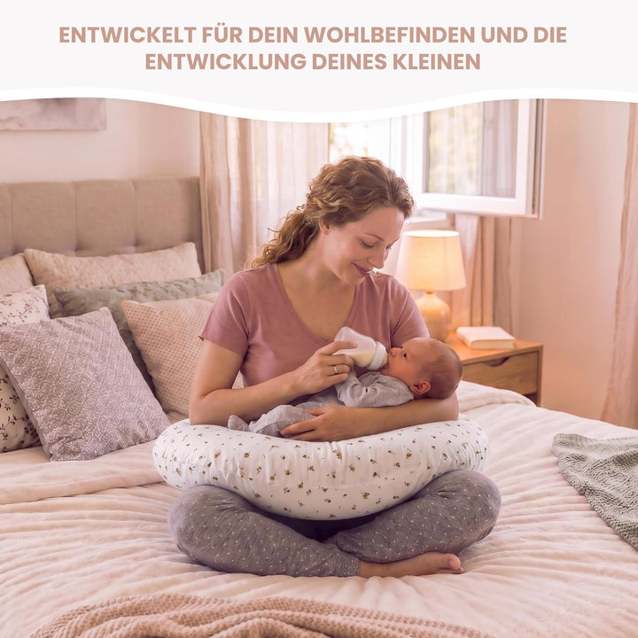 MIMUSELINA Stillkissen Seitenschläferkissen aus 100% Baumwolle | XXL Format 125 x 60 cm | Schwangers