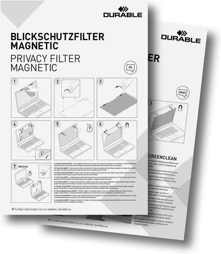 Durable Blickschutzfilter magnetisch für 11,6“ Zoll Bildschirme, inkl. Tasche und Reinigungstuch, an