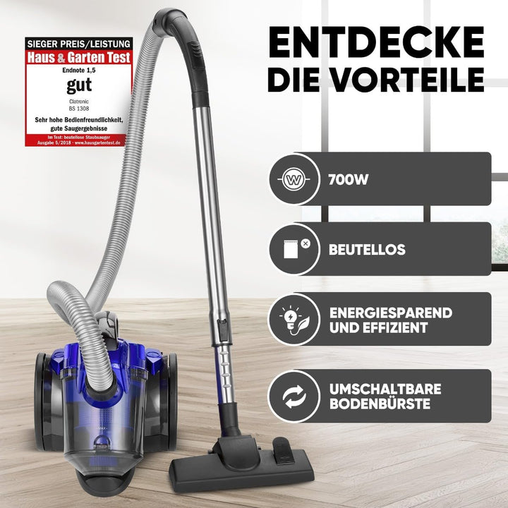 Clatronic® Staubsauger Beutellos | Testsieger Preis/Leistung bei Haus &amp; Garten-Test | Beutelloser St