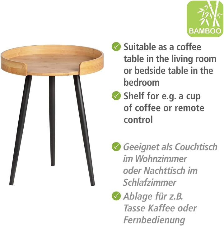 WENKO Beistelltisch Loft, kleiner Couchtisch aus nachhaltigem Bambus &amp; Metall, cooles Industrial Des