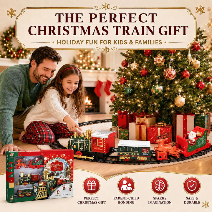 Weihnachtsbaum Zug, Elektrisch Weihnachts Eisenbahn Spielset für Kinder mit Sound und 4pcs decorativ