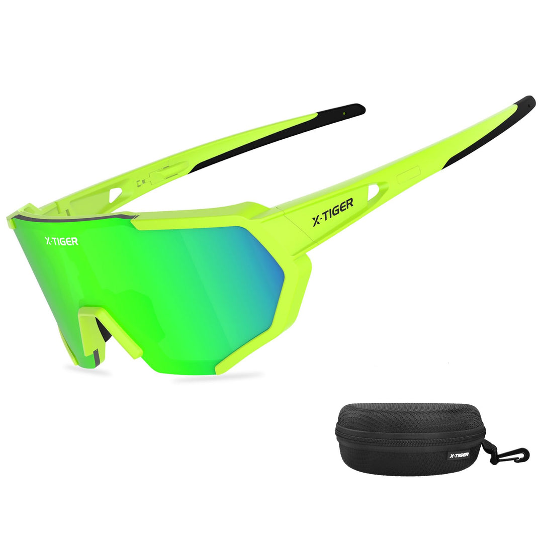 X-TIGER Fahrradbrille, Herren Damen Sportbrille, UV400 mit 5 Wechselgläser,Starker TR90 Frame, mit M