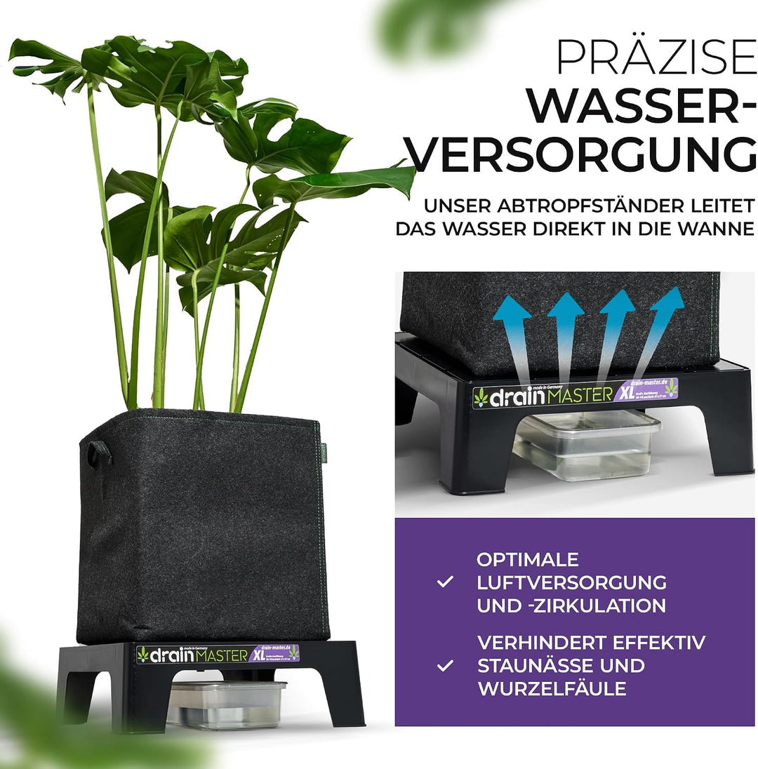 Blumentopf Untersetzer 38x38cm - 10er Set XL inkl. Ablaufwannen - Pflanzuntersetzer eckig Blumen Pfl