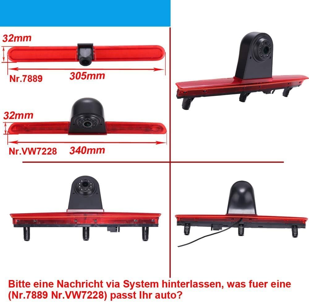 1280 * 720 Brake Bremsleuchte Auto Kamera Bremslicht Rückfahrkamera Fit for VW T5 Bus Transporter V