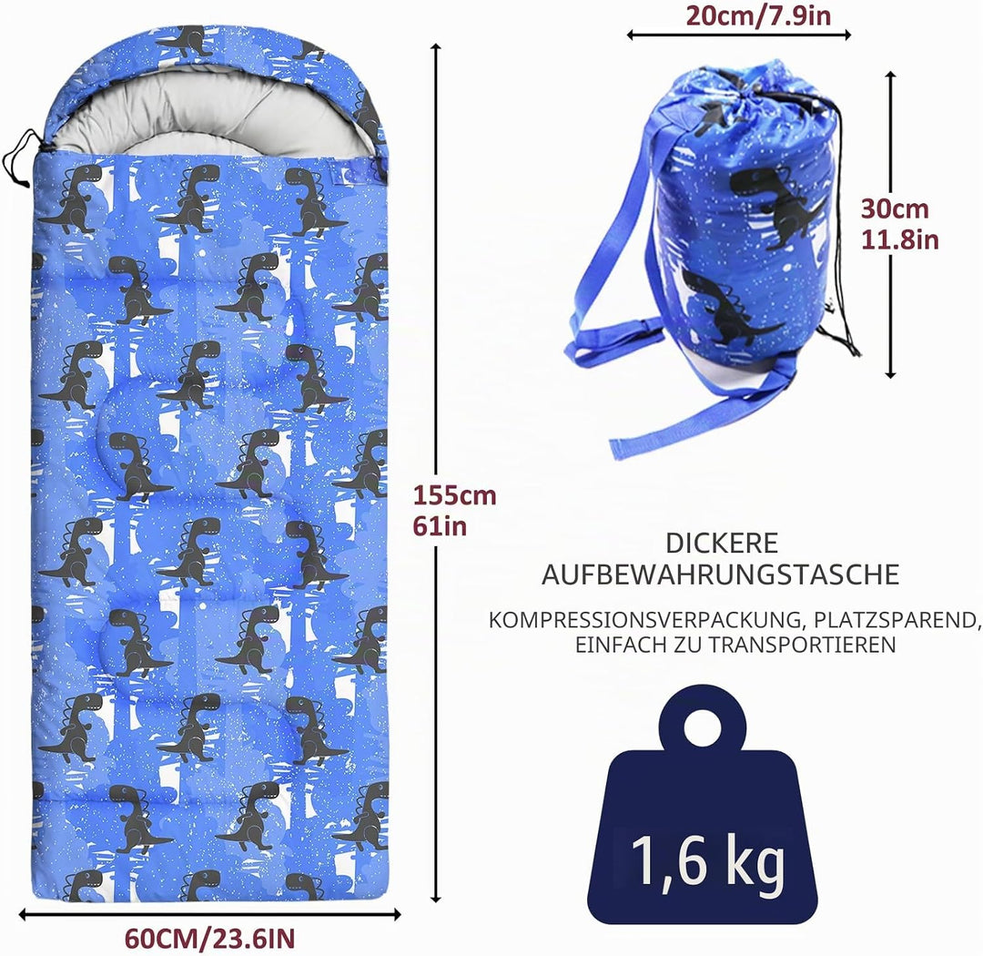 tuphen Kinder-Schlafsäcke – Camping-Schlafsäcke mit Tragetasche – kompakter Schlafsack zum Wandern,