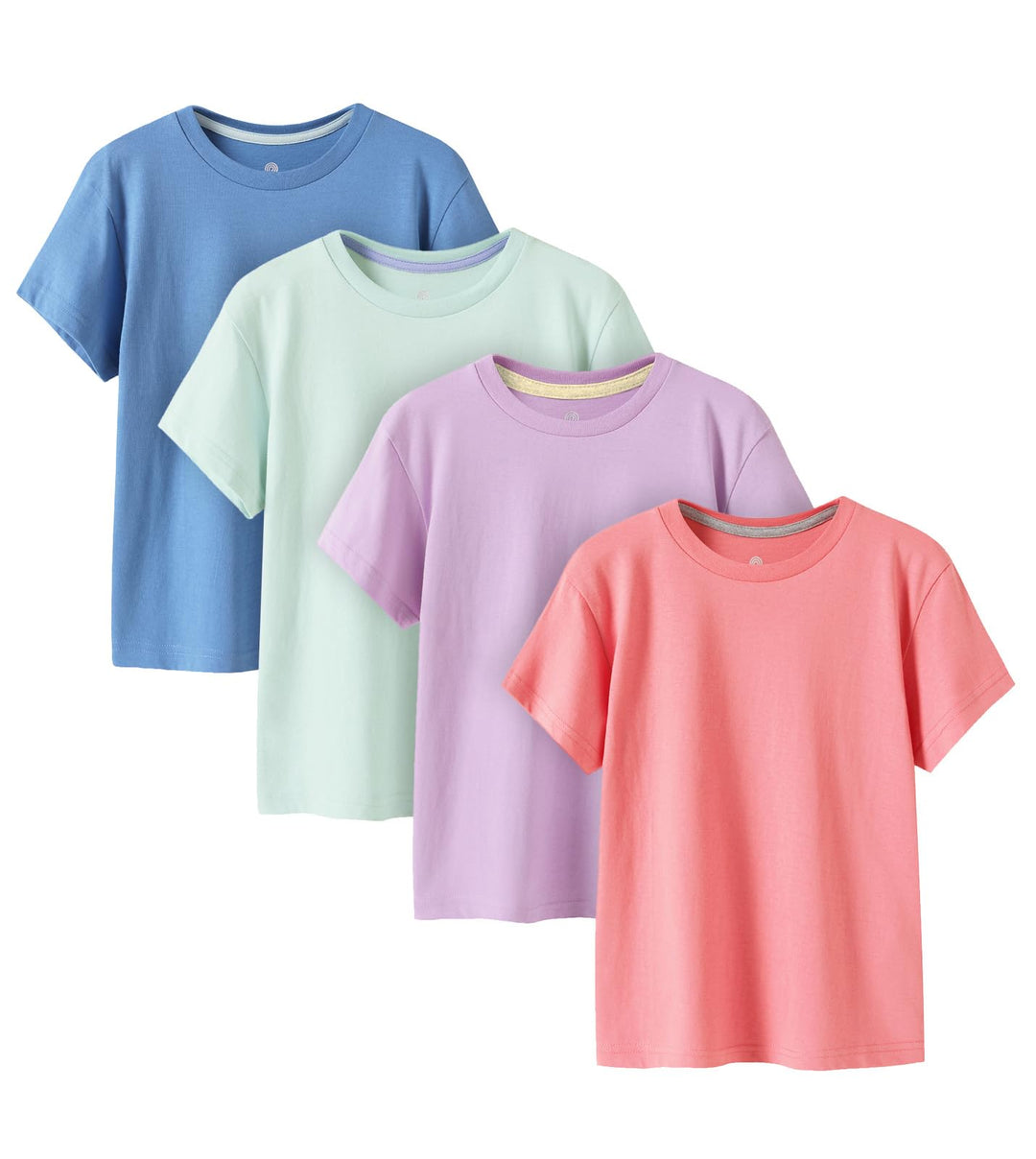 LAPASA Kinder T Shirt 100% Baumwolle 4er Pack Unisex 3-13 Jahre/ 95-165 Jungen Jungs Sport Tshirt K0