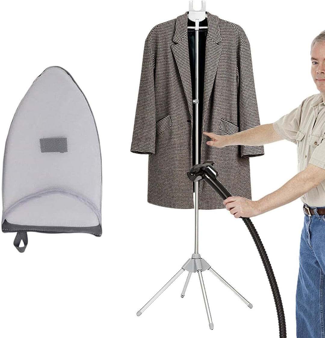 Steamer Stand, Steam Clothes Hanger with Ironing Gloves, Foldable Telescopic Steamer Holder, Foldabl