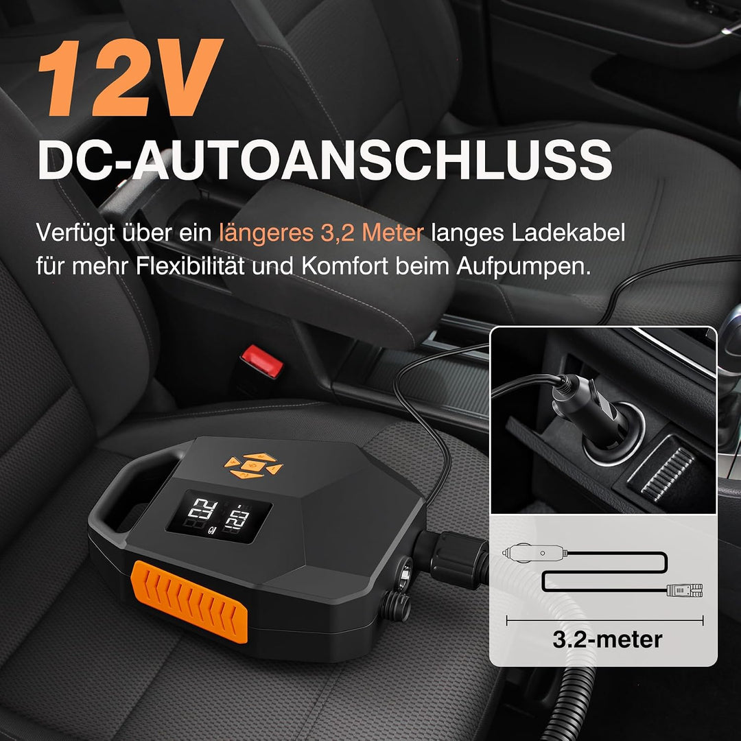Elektrische SUP-Pumpe 20 PSI, 12 V, ohne Akku, Auto-Stopp
