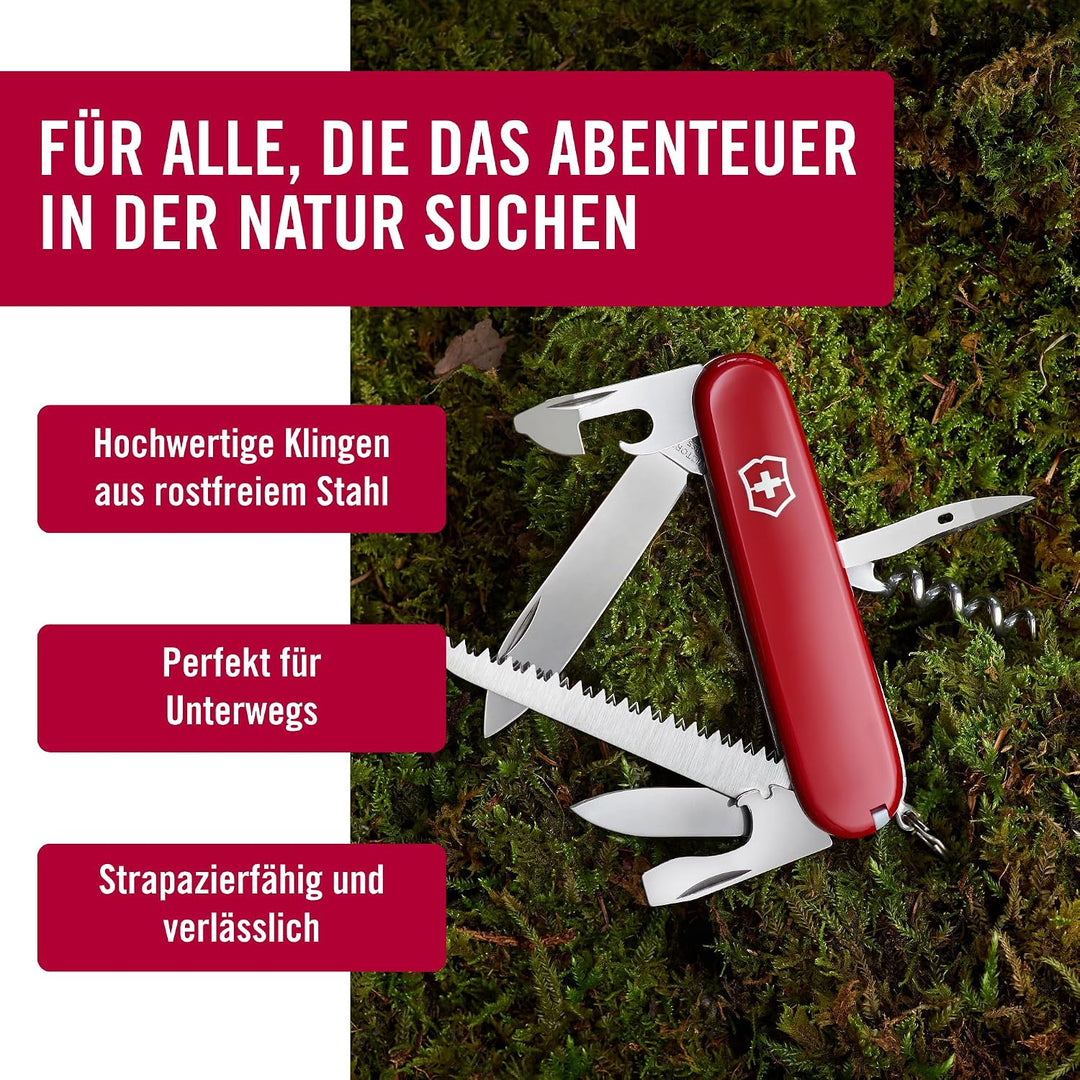 Victorinox Schweizer Taschenmesser, Camper, Swiss Army Knife, Multitool, 13 Funktionen, Klinge, Kork