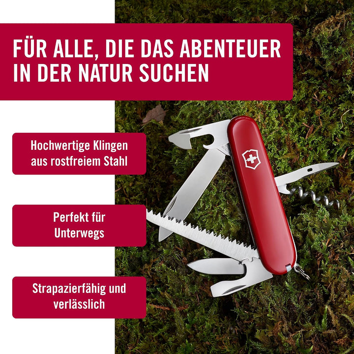 Victorinox Schweizer Taschenmesser, Camper, Swiss Army Knife, Multitool, 13 Funktionen, Klinge, Kork