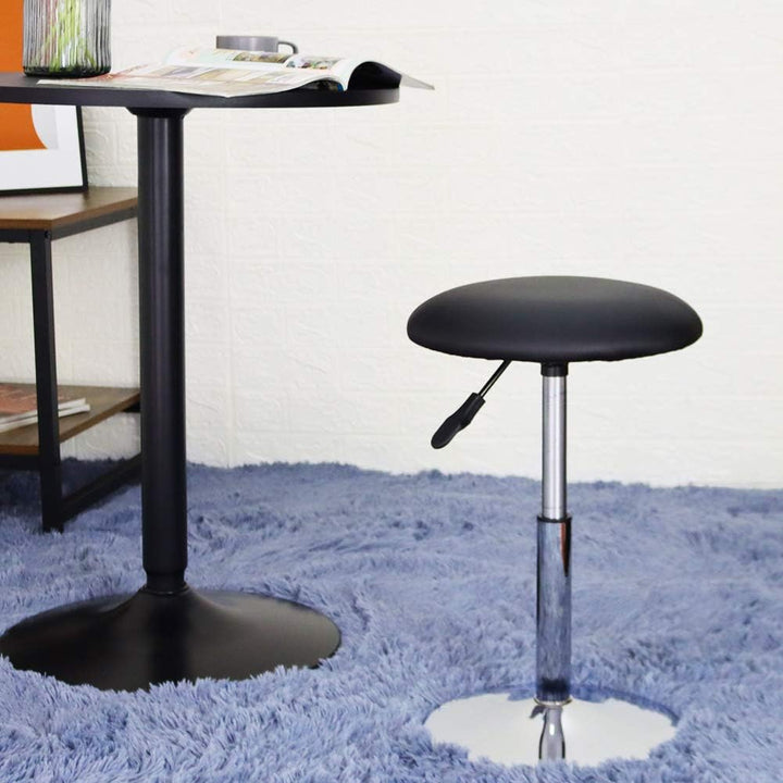 FURWOO Schemel Runder Arbeitshocker aus PU-Leder höhenverstellbar drehbar für Zuhause Büro Schreibti