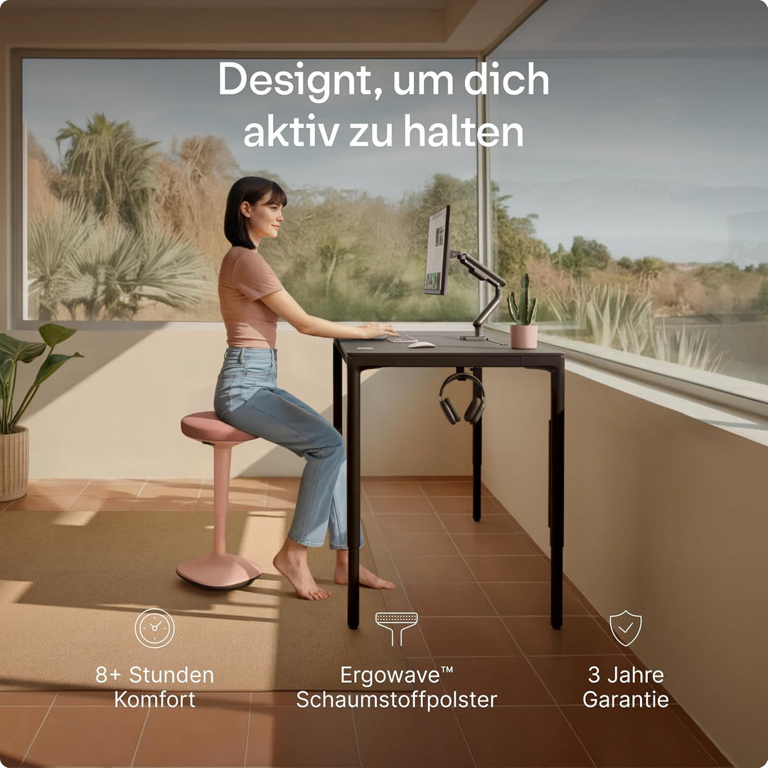 Desktronic Ergonomischer Stehhocker höhenverstellbar (57–82 cm) – Wackelhocker 37 cm Durchmesser, 36