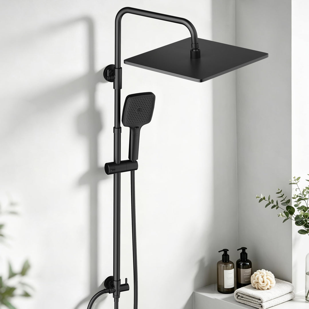 JOHO Edelstahl Duschsystem ohne Armatur, Regendusche Duschset Wassersparend mit Kopfbrause 30x30 cm